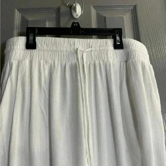 Willow Drive wide leg sheer crinkle elastic waist white pants Women’s size Large - Picture 4 of 8